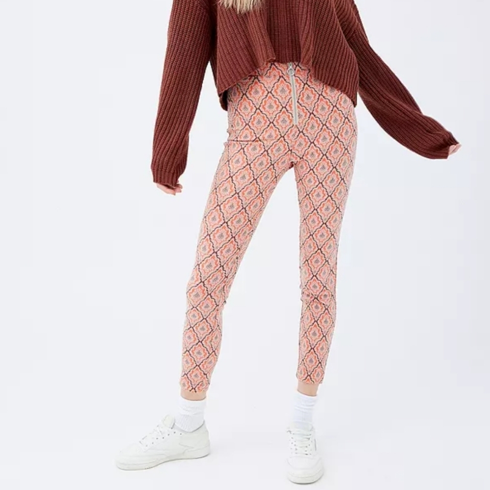 Urban Outfitters Susie Brocade Jacquard High Waisted Pants Retro 60s